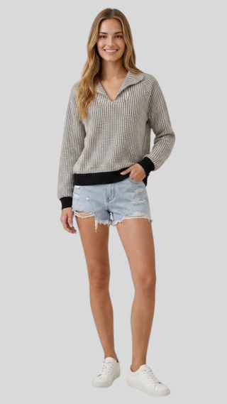 Andi Blk/Wht Two Tone Sweatshirt