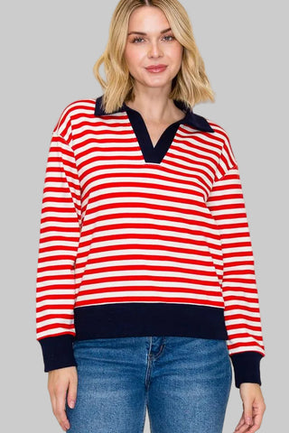 Silvia Red Stripe Pullover