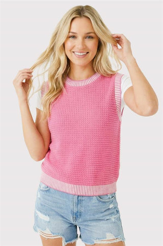 Morgan Pink Stitch Sleeveless Sweater