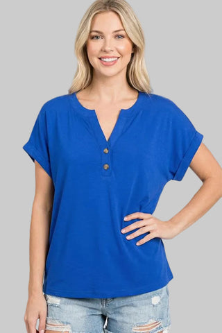 Tori Royal Button Henley Top