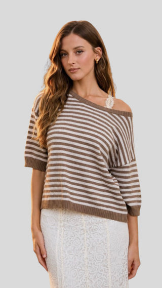 Trenny Mocha Stripe Sweater