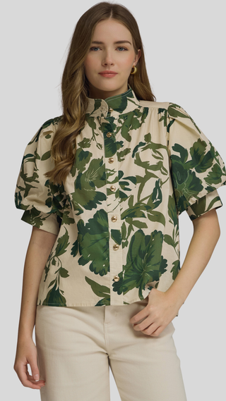 Eliza Olive Print Top