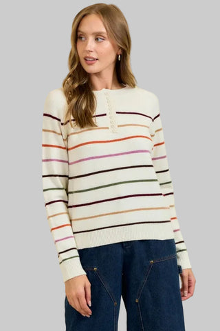 Sarah Ivory Multi Stripe Sweater