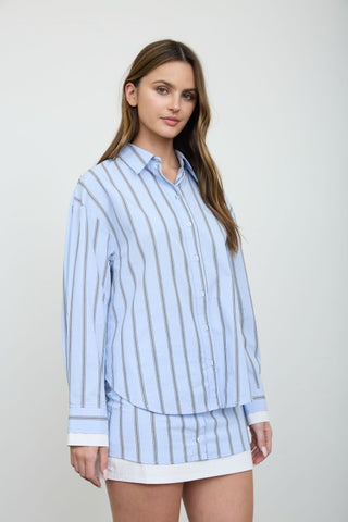 Adeline Blue Button Down Top