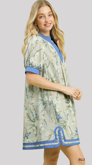 Celeste Blue/Gray Print Dress