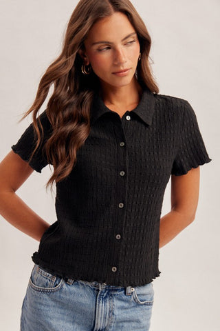Kelly Black Textured Top