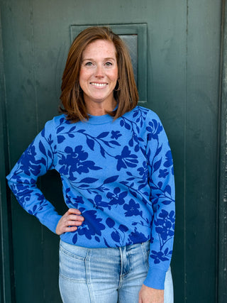 Maeve Blue Print Sweater