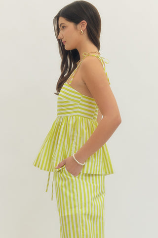Nyx Lime Stripe Babydoll Top