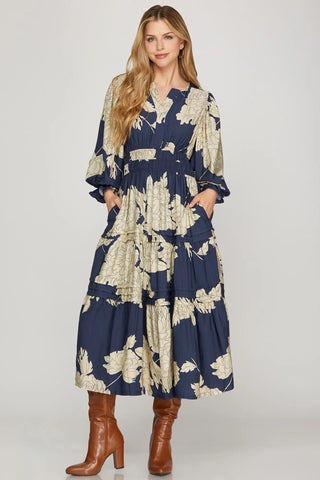 Ellis Navy Floral Dress