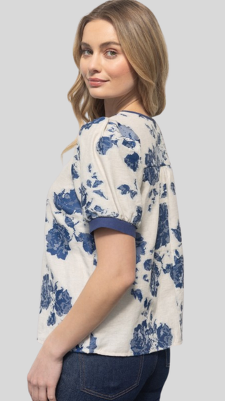 Karla Blue Print Top
