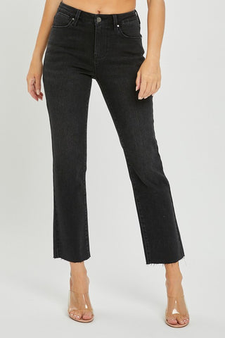 Mildred Black Mid Rise Straight Denim