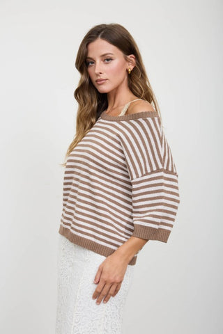 Trenny Mocha Stripe Sweater