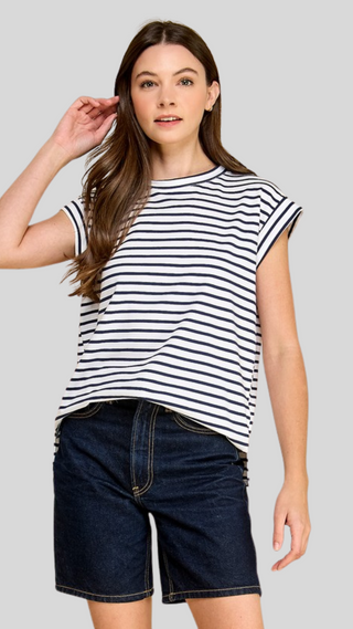 Renee White/Navy Stripe Tee