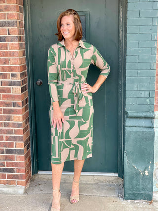 Ramona Green Print Dress