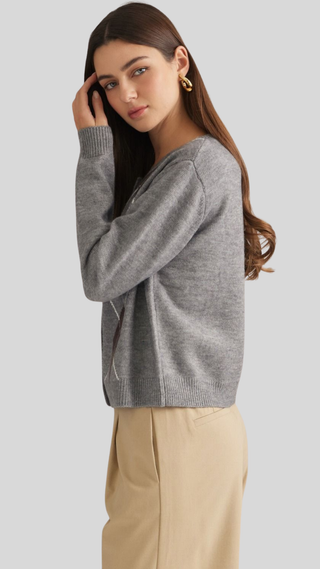 Ailany Grey Argyle Sweater