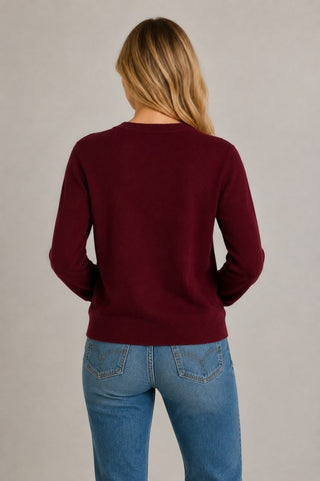 Taylor Wine V-Neck Sweater