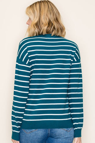Anna Teal Stripe Sweater