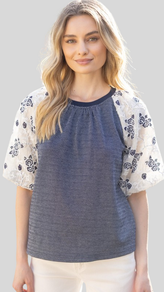 Evelyn Navy Top