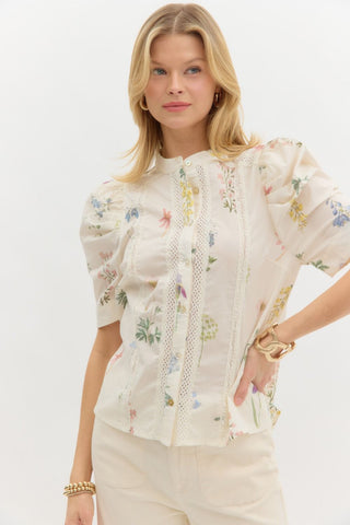 Bailee Cream Print Top