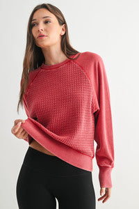 Mandy Red Waffle Pullover