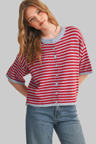 Margo Blue/Red Cardigan