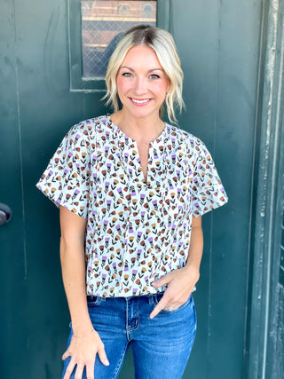 Leilani Almond Print Top