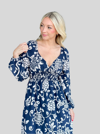 Ashley Navy Print Dress