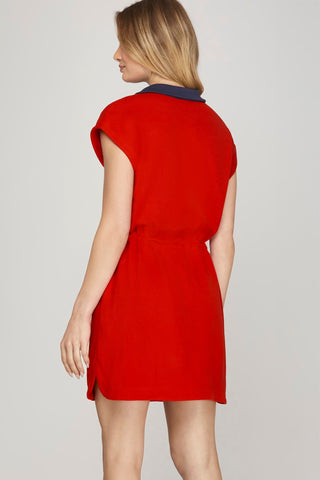 Jennifer Red/Navy Dress