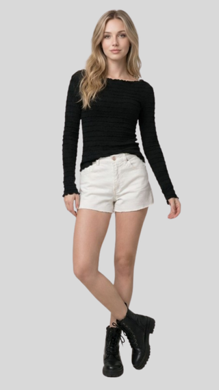 Jessie Black Textured Top