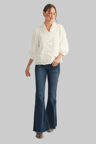 Whitley White Textured Blouse
