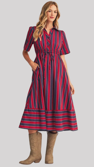 Margo Red/Navy Stripe Dress
