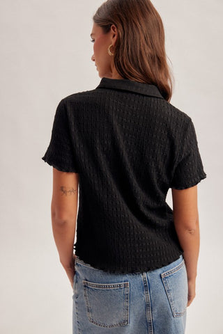 Kelly Black Textured Top