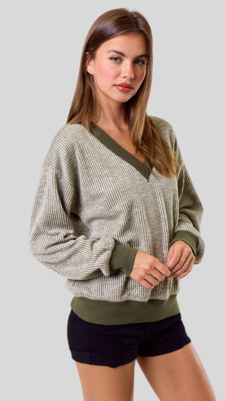 Miranda Olive Ribbed Top