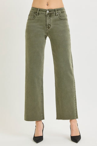 Maren Olive Mid Rise Straight