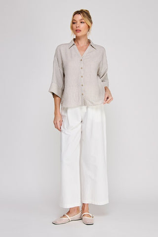 Kendra Stripe Woven Button Down