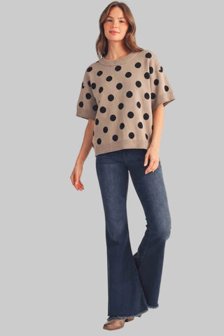 Mara Taupe/Black Polka Dot Sweater