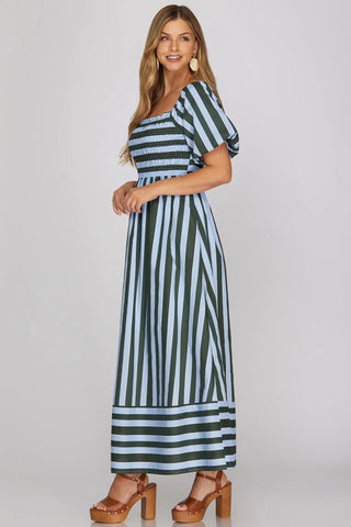 Merritt Green/Blue Midi Dress