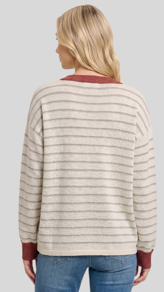 Megan Ivory and Rust Striped Sweater