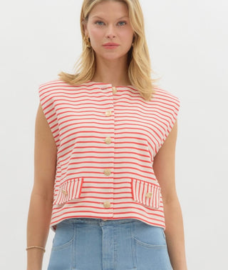 Kayley Red Stripe Top
