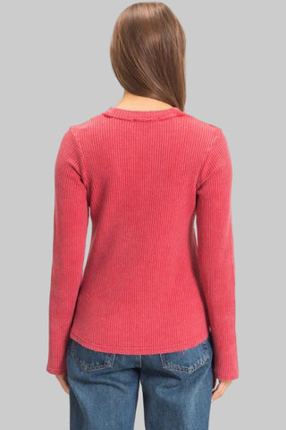 Heidi Red Waffle Top