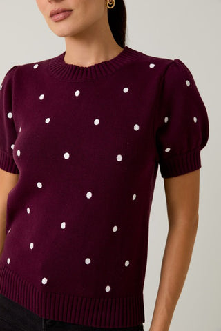 Violet Merlot Polka Dot Sweater