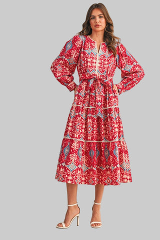 Rachelle Red Print Dress