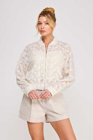 Janel Off White Sheer Jacket