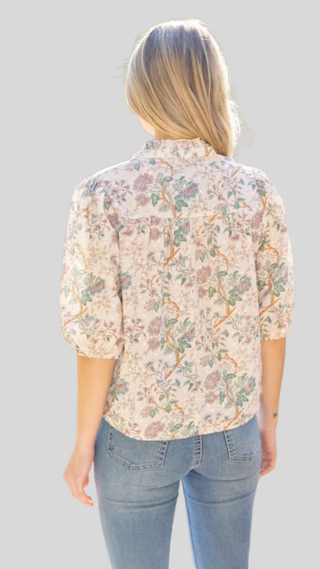 Clover Taupe Print Top