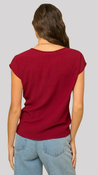 Lena Burgundy Twist Hem Top