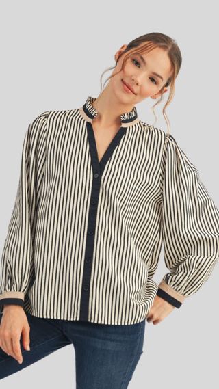 Eleanore Black Stripe Top