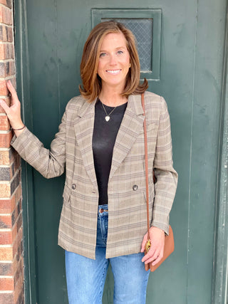 Tanya Khaki Plaid Blazer