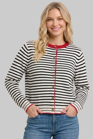 Naomi Red Stripe Cardigan