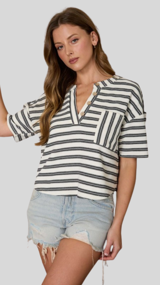 Gracelynn Ivory Stripe Knit Top