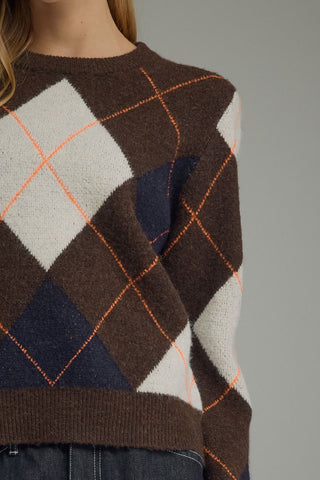 Natalie Brown Argyle Sweater